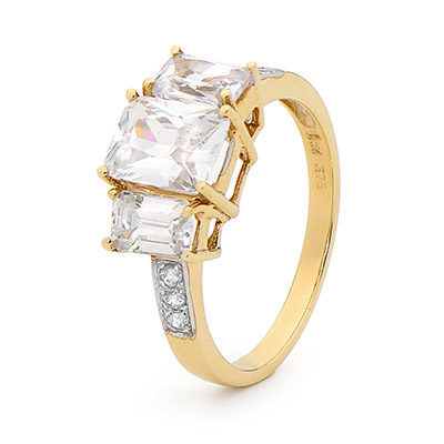 3 Octagonal Cubic Zirconia dress Ring