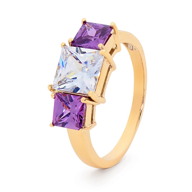 Amethyst and CZ Cocktail Ring