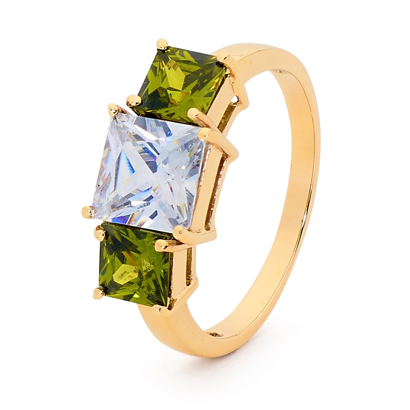 Peridot and CZ Cocktail Ring