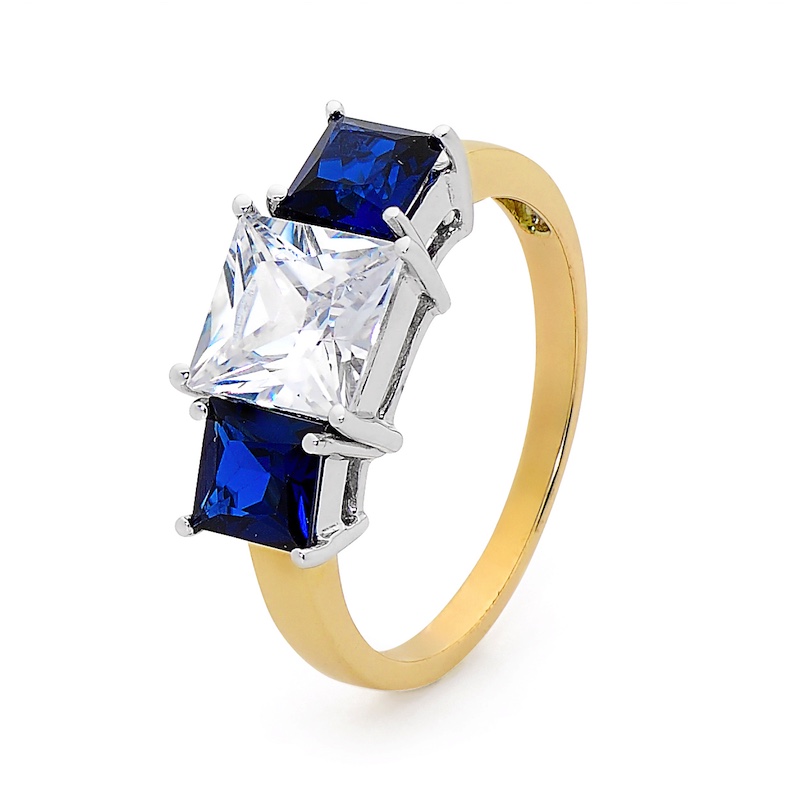 Sapphire and CZ Dress Ring