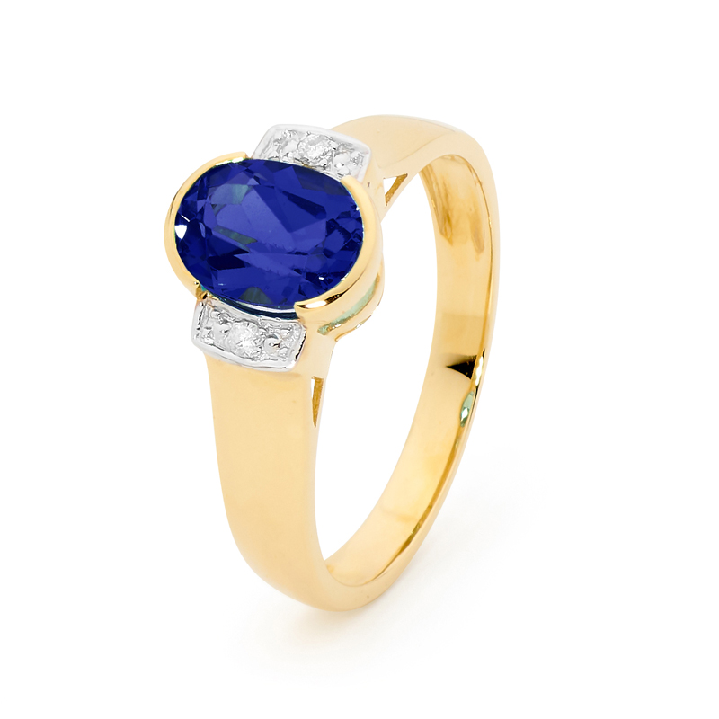 Oval Sapphire Dress Ring with Diamonds