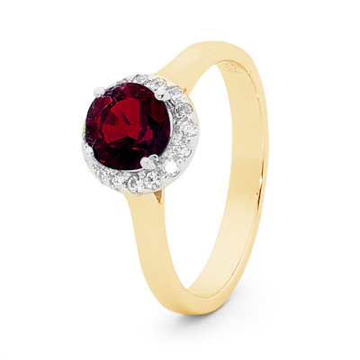Ruby Bridal Ring with Diamonds