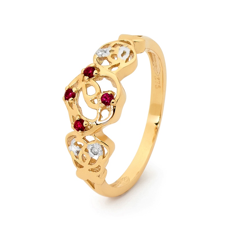 Created Ruby Rose Ring with Diamonds