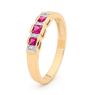 Three Stone Ruby Dress Ring