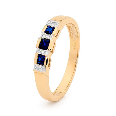 Three Stone Sapphire and Diamond Ring