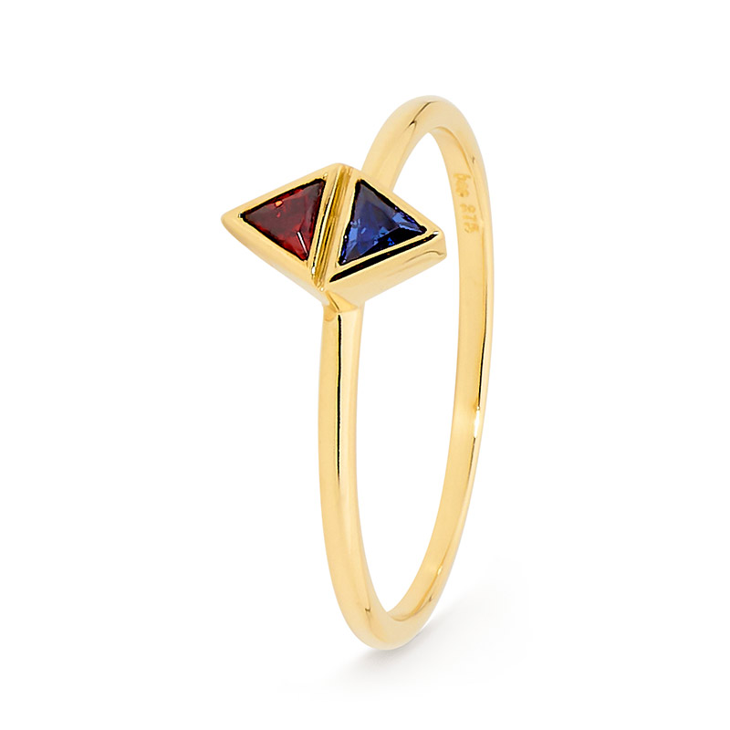 Double Triangle Stacker Ring -Micro Gems