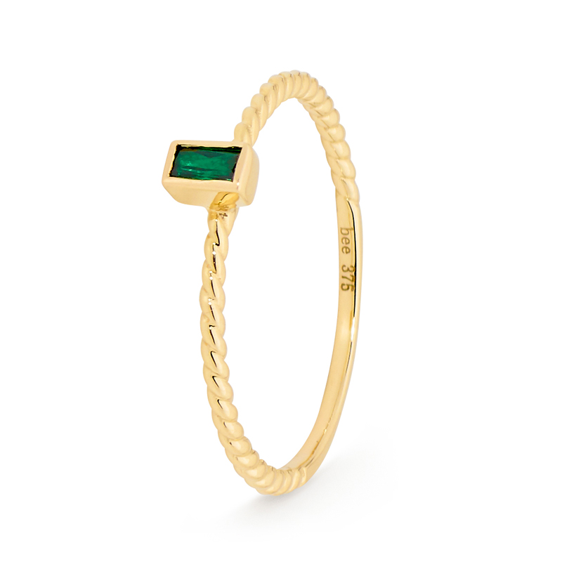 Stacker Ring with Green Baguette - Micro Gems