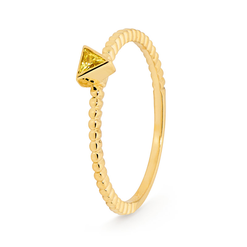 Ring with Yellow Triangle Gem - Micro Gems