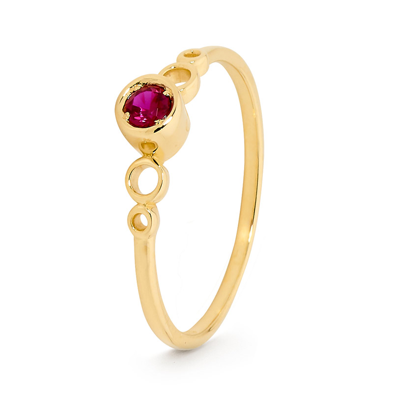 Ring with Red Cubic Zirconia - Micro Gems