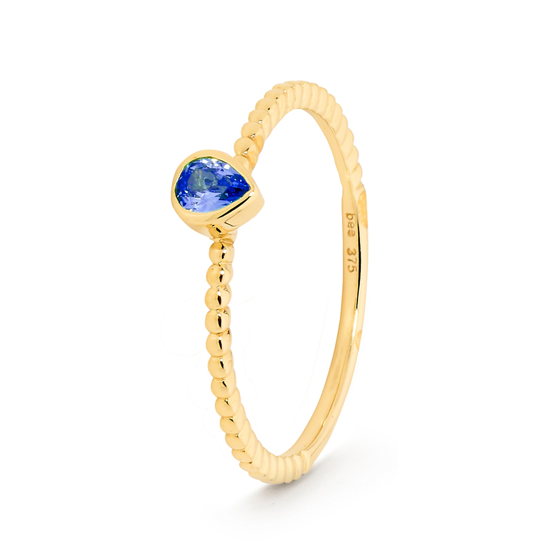 Tanzanite Blue Teardrop Ring - Micro Gems