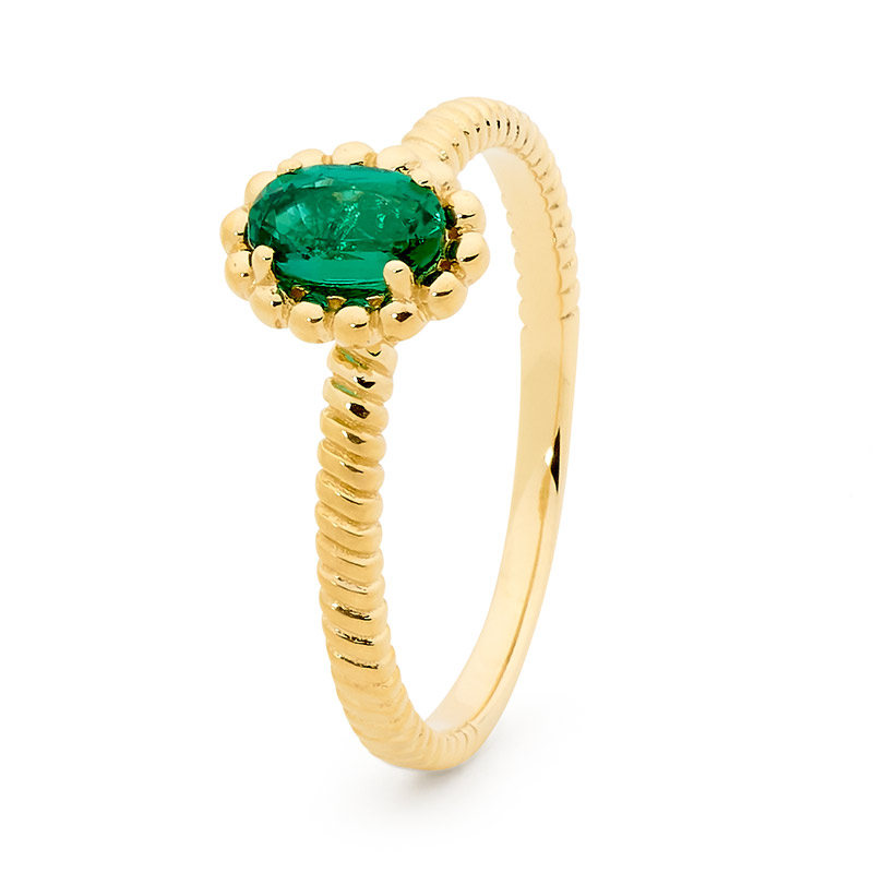 Emerald Ring with Oval Gemstone