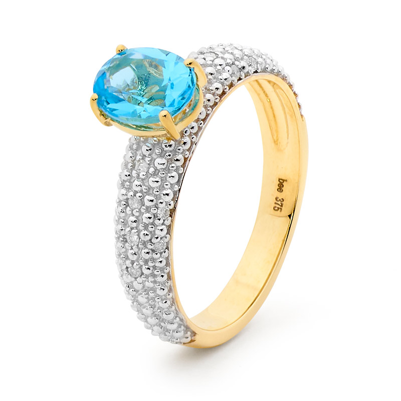 Blue Topaz and Diamond Dress Ring