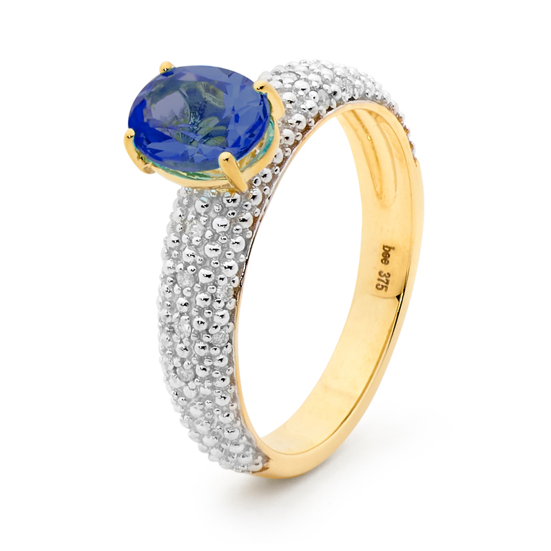 Modern Sapphire and Diamond Dress Ring