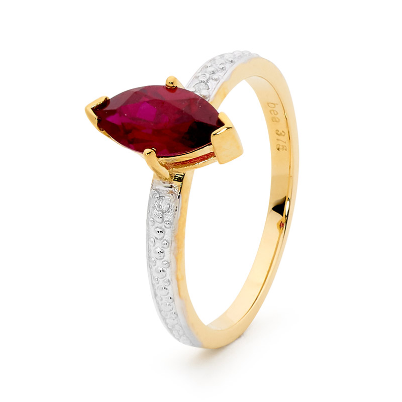 Created Ruby and Diamond Dress Ring