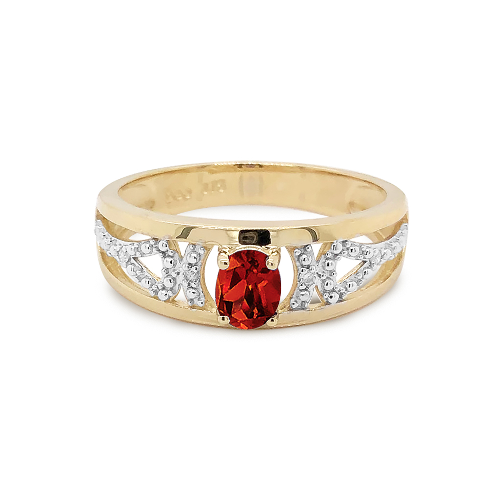 Garnet Dress Ring with Diamonds
