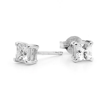 Princess Cut CZ Ear Studs 5 mm