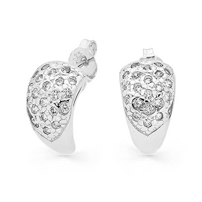 Silver huggie earrings with Cubic Zirconia