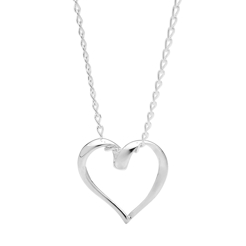 Open Silver Heart Pendant on Chain