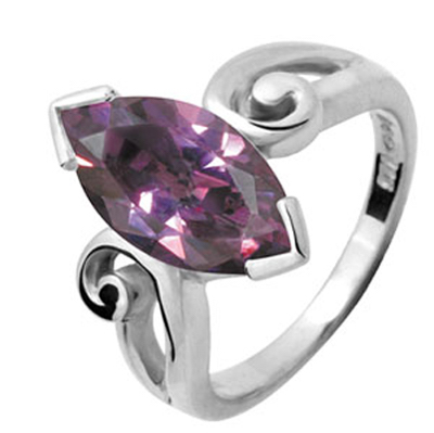 Silver Ring with Purple Zirconia &quot;Big&quot;