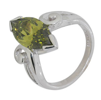 Silver Ring with Green Zirconia &quot;Big&quot;