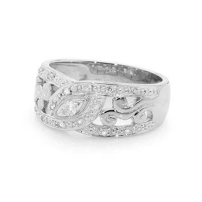 Ladies Bold Silver Dress Ring with CZ