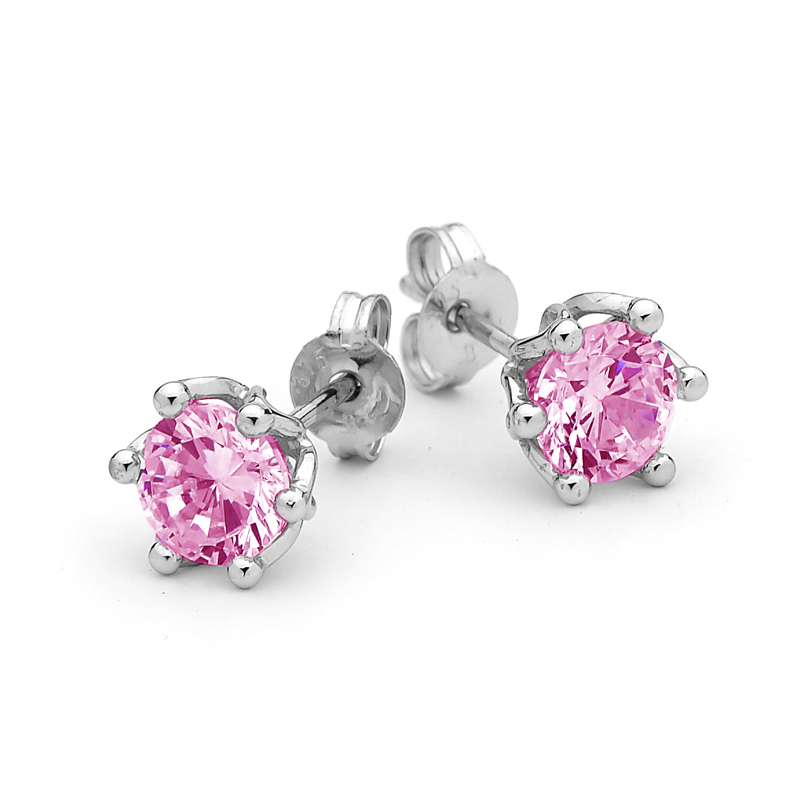 Pink Cubic Zirconia Stud Earrings