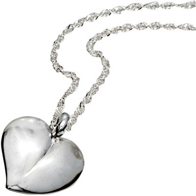 Silver Love Heart Pendant with Singapore link Chain