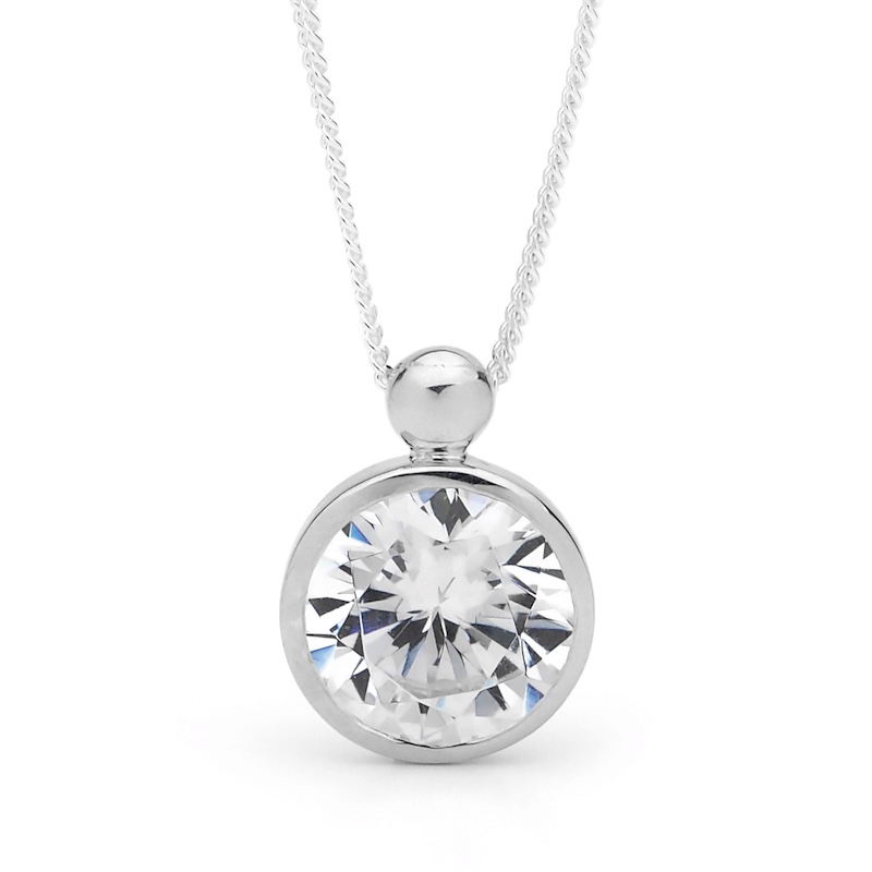 Large Cubic Zirconia pendant Silver