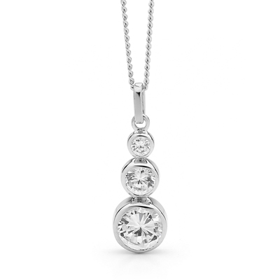 Silver Three Stone CZ pendant