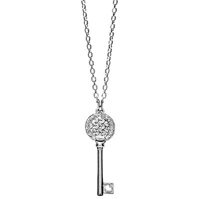 Silver Key Pendant with Zirconia &quot;Heart Opener&quot;