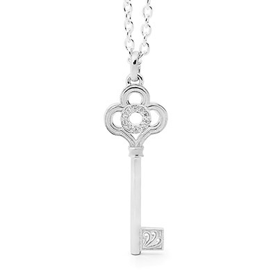 Silver Key Pendant  with Zirconia "Heart Opener"