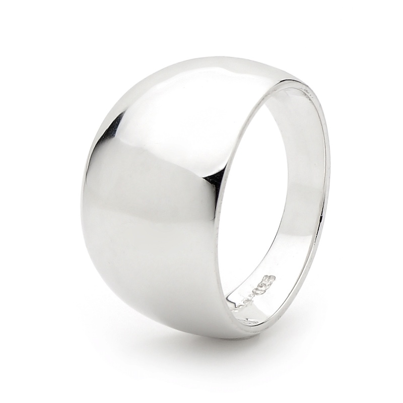 Shiny silver dome ring
