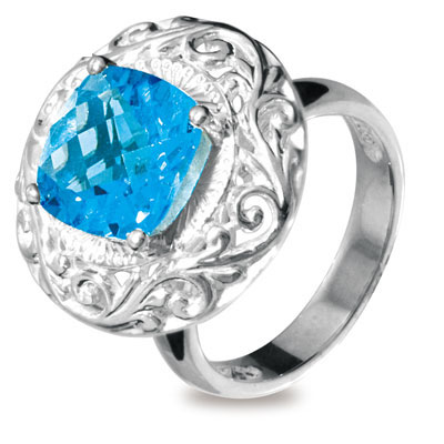 Silver Dress Ring with Blue Topaz