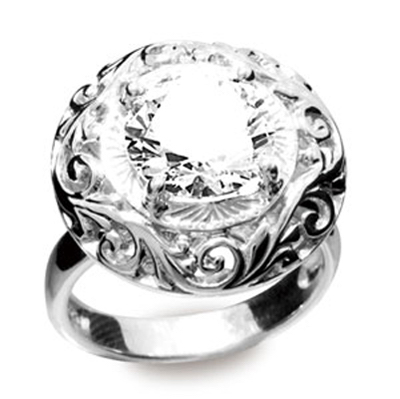 Silver Dress Ring with Zirconia