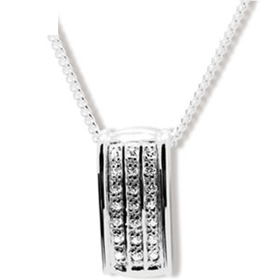 Sterling Silver Ingot Pendant with Zirconia