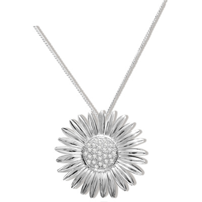 Silver Daisy Pendant with Zirconias