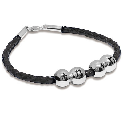 Fusion Bracelet Black Leather and Silver