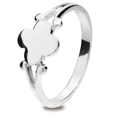 Girls Silver Clover Ring