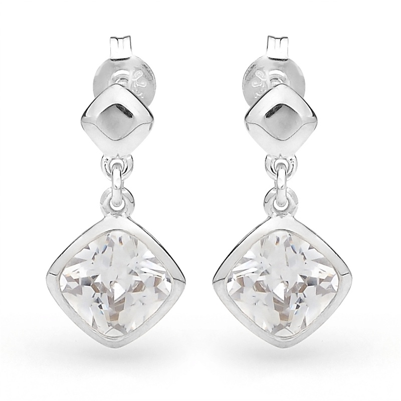 Silver Drop Earrings with Cubic Zirconia