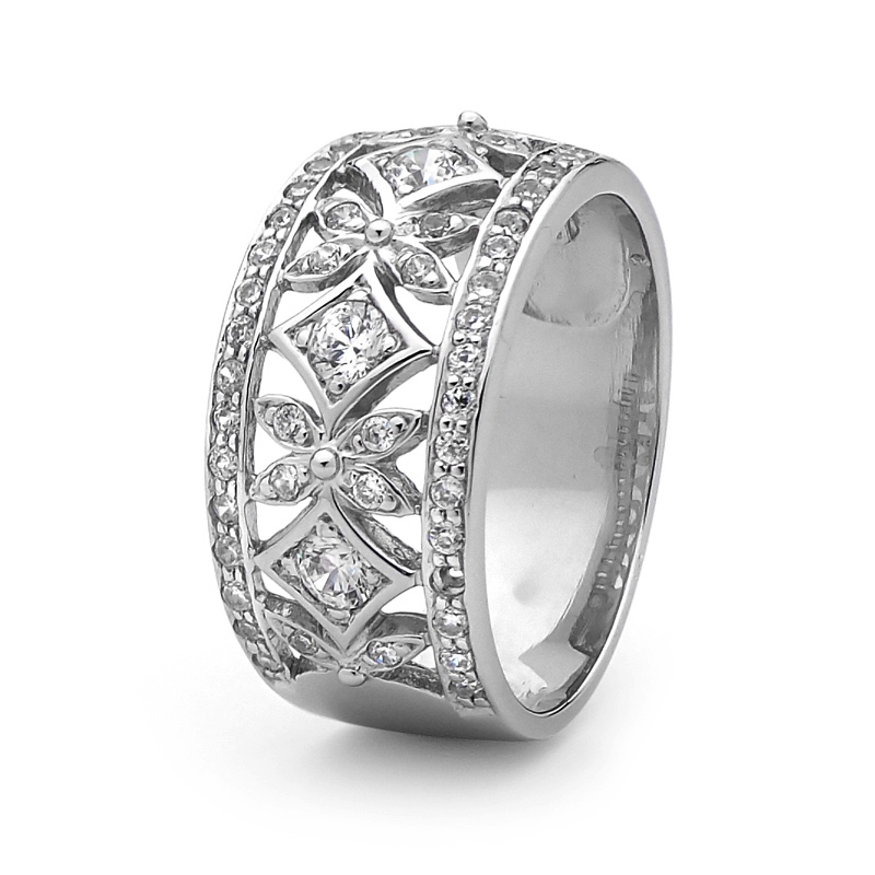 Silver Ring With Zirconia - Pave Set - 2503