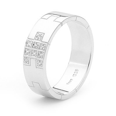 J01 - Sterling Silver Gent's Ring with Zirconia - Size U