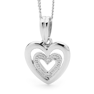 Silver Heart Pendant with CZ