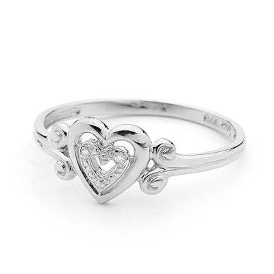 Silver Heart Love Ring with CZ