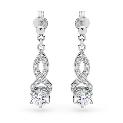 Cubic Zirconia Dress Earrings - Silver