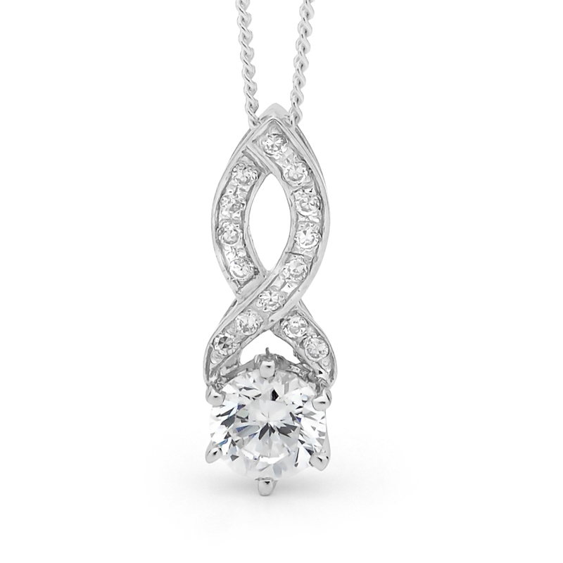 Cubic Zirconia Dress Pendant - Silver