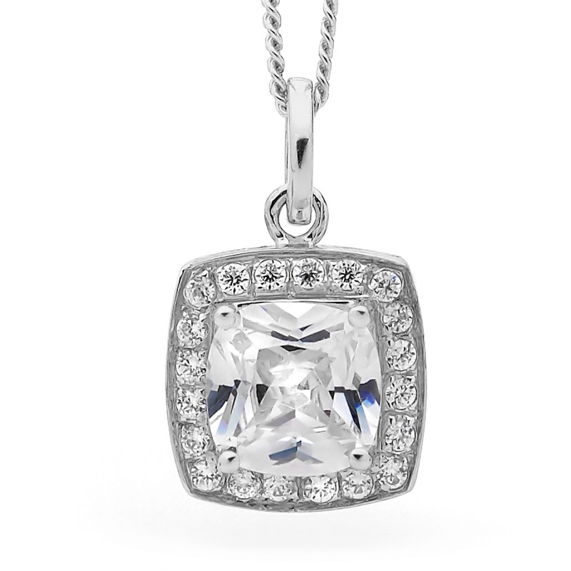 Cubic Zirconia Dress Pendant - Silver