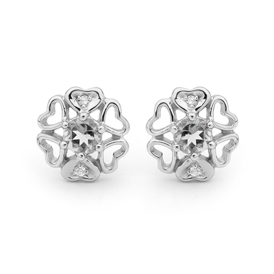 Beautiful Flower Earrings with Zirconia