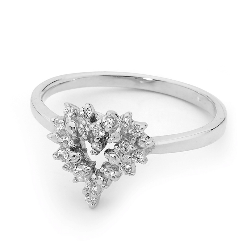 Zirconia Heart Cluster Ring - Silver