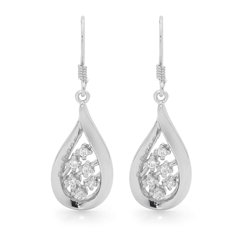 Sterling Silver Drop Earrings with CZ