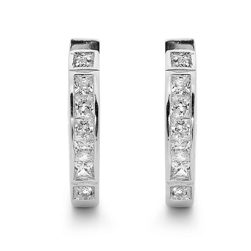 Glittering Silver Huggie Earrings